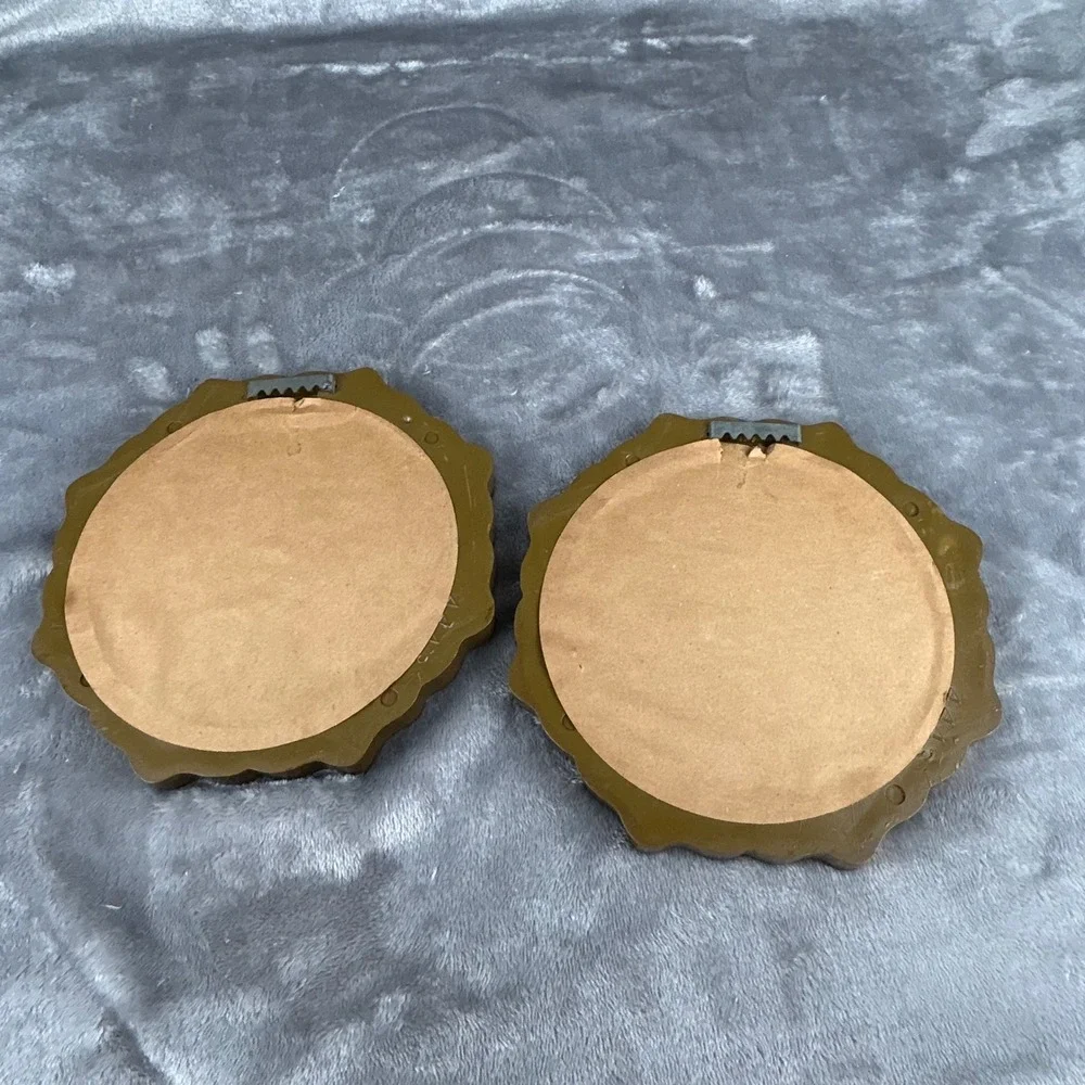 Vintage‎ Set of 2 Gold Octagon Wall Mirrors Ornate Scalloped Frame 6.5 Inch
